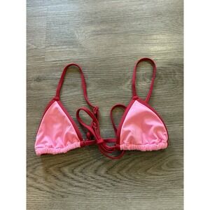 PINK by Frankies Bikinis Small Pink Triangle Tie Bikini Top Swimwear New‎